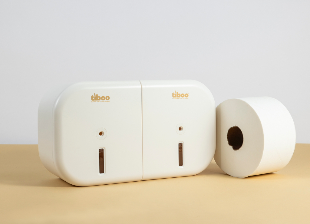 Tiboo Twin Mini Toilet Roll Dispenser White | Purozo